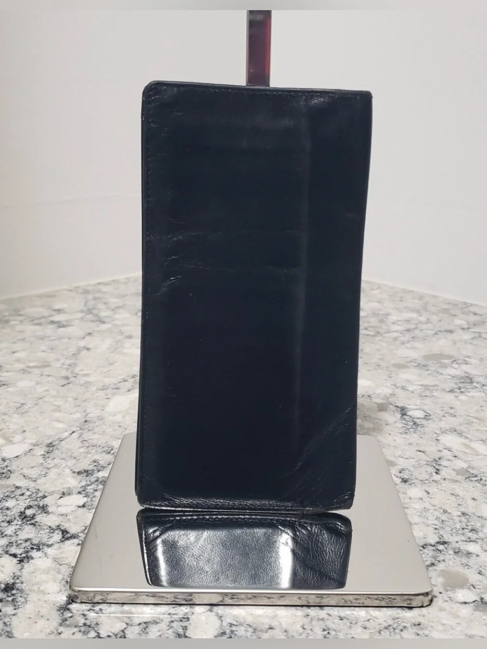Gucci Vintage Black Long Slim Leather Bifold Wallet